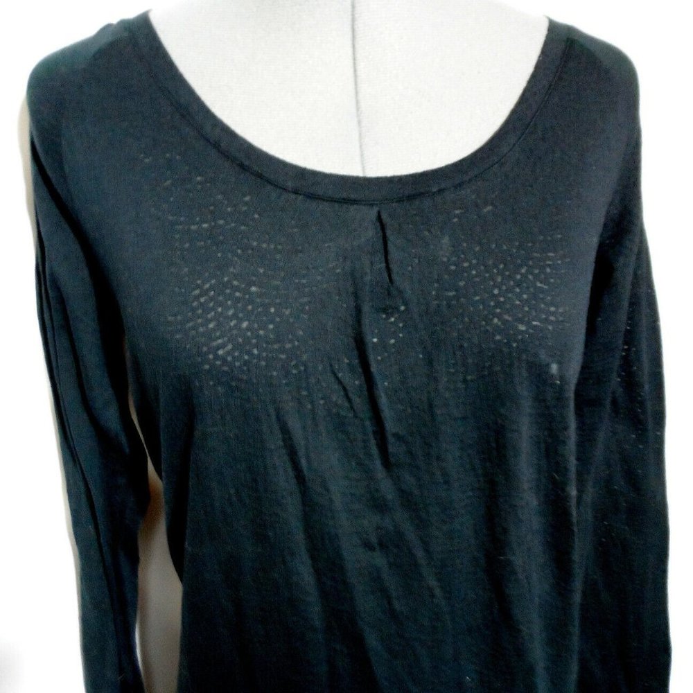 COLUMBIA Layering T-shirt Top XS Black semi-sheer burnout Outdoor wear blouse LS